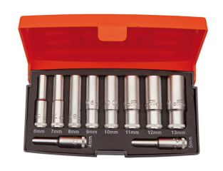 Bahco S0810L 1/4in Drive Deep Socket Set of 10 Metric BAHS0810L