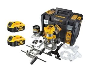 Dewalt 18V Brushless Router, Plunge Base, 2 x 5Ah and Case DEWDCW604NT