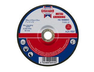 Faithfull Depressed Centre Metal Grinding Disc 180 x 6.5 x 22.23mm FAI1806MDG