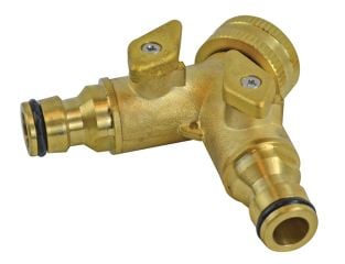 Faithfull 2 Way Shut Off Valve 19mm (3/4in) to 2 x 12.5mm (1/2in) FAIHOSE2WAY