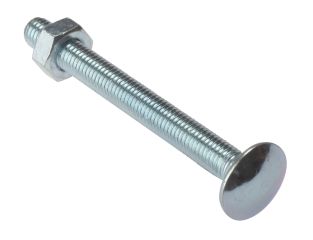 ForgeFix Carriage Bolt & Nut ZP M10 x 100mm Bag 10 FORCB10100M