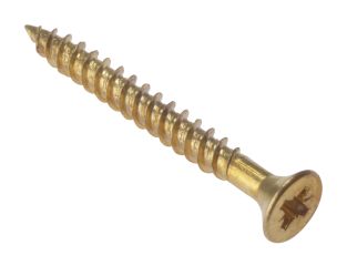 ForgeFix General Purpose Pozi Compatible Screw CSK TT Electro Brass 1.1/2in x 8 Box 200 FORCSK1128E