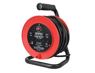 Faithfull Power Plus Open Drum Cable Reel 240V 13A 2-Socket 15m FPPCR15