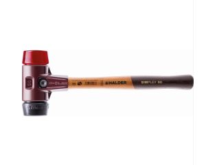 HALDER SIMPLEX MALLET WITH STEEL HOUSING BLACK RUBBER + RED PLASTIC INSERTS 50MM HA3026050