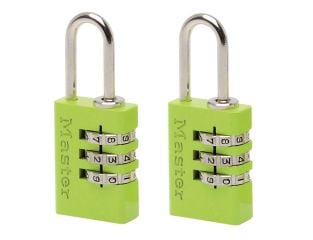 Master Lock Aluminium  3-Digit Combination 20mm Padlock Colour x 2 MLK7620TCOL