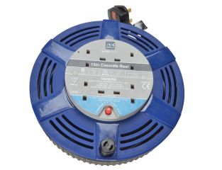 Masterplug Cassette Cable Reel 240V 10A 4-Socket Thermal Cut-Out Blue 15m MSTLCT15104R