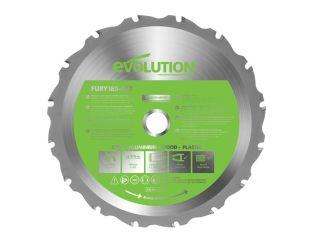 Evolution FURY® Multi-Purpose TCT Circular Saw Blade 185 x 20mm x 16T EVLF185MULTI