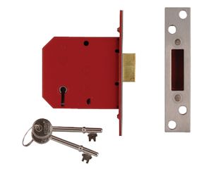 UNION 2101 5 Lever Mortice Deadlock Satin Brass Finish 65mm 2.5in Box UNNJ2101PL25