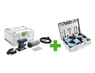 Festool RTS 400 Orbital Sander REQ 240v with Assorted Sanding Sheets in Systainer 578207