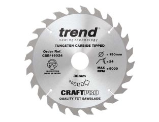 Trend Craft saw blade 190mm x 24 teeth x 16mm CSB/19024A