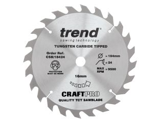 Trend Craft saw blade 184mm x 24 teeth x 16mm CSB/18424