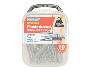 Plasplugs CF 104 Standard Plasterboard Fixings Pack of 10 PLACF104