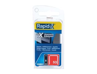 Rapid 53/8B 8mm Stainless Steel Fine Wire Staples (Box 1080) RPD40109510